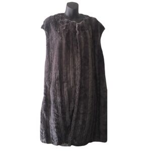 NWT Slinky Brand Faux Mink Long Vest. Grey. Size L